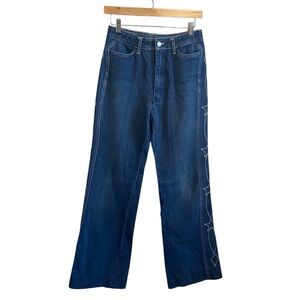 Faded Glory Vintage 90s Y2k High Rise Straight Long Star Western Jeans 27 Waist